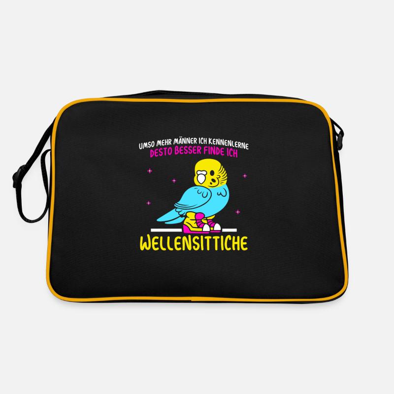 desto besser finde ich Wellensittiche Retro Tasche