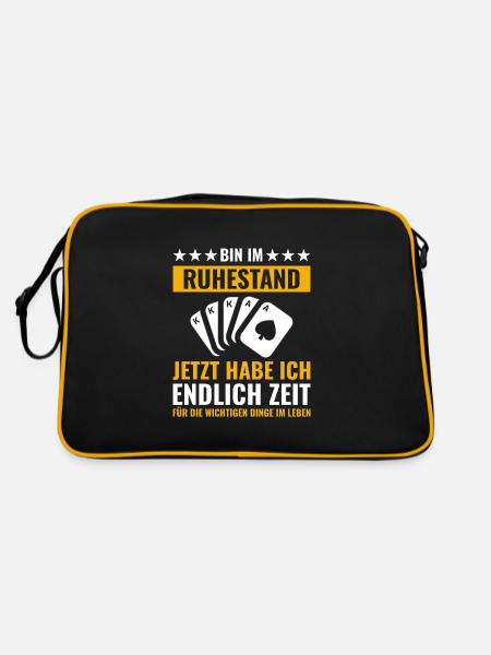 Rentner Rente Rentenbeginn Pokern Karten spielen - Retro Tasche - Schwarz/Gold - Hinten