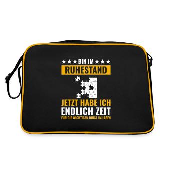 Rentner Rente Rentenbeginn Puzzeln - Retro Tasche - Schwarz/Gold - Hinten