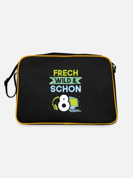 8 Jahre Geburtstag Junge Mädchen Gamer Gaming - Retro Tasche - Schwarz/Gold - Hinten