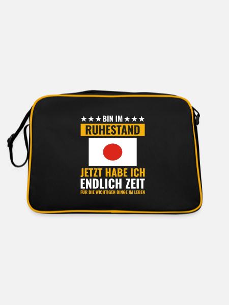 Rentner Rente Rentenbeginn Japan - Retro Tasche - Schwarz/Gold - Hinten