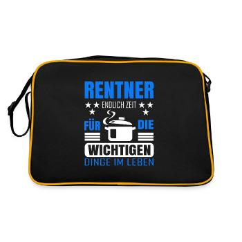 Rentner Rente Rentenbeginn Kochen Koch - Retro Tasche - Schwarz/Gold - Hinten