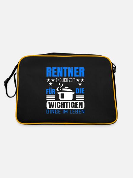Rentner Rente Rentenbeginn Kochen Koch - Retro Tasche - Schwarz/Gold - Hinten