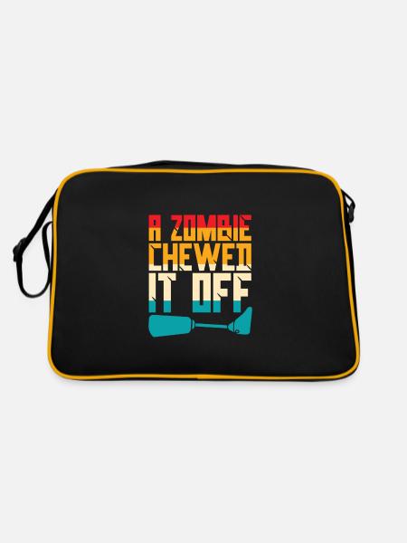 A Zombie Chewed It Off - Retro Tasche - Schwarz/Gold - Hinten