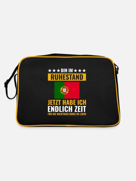 Rentner Rente Rentenbeginn Portugal - Retro Tasche - Schwarz/Gold