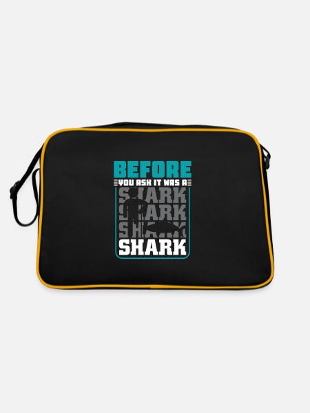 Before you ask it was a shark - Retro Tasche - Schwarz/Gold - Hinten