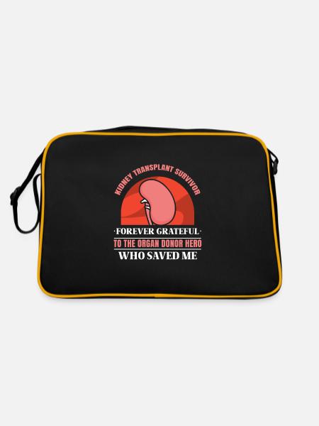 Kidney Transplant Survivor Forever Grateful - Retro Tasche - Schwarz/Gold - Hinten