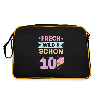 10 Jahre Geburtstag Junge Mädchen Eis essen - Retro Tasche - Schwarz/Gold - Hinten