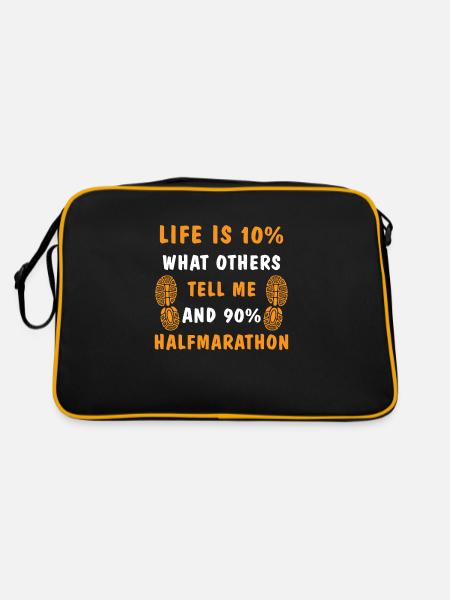 Tell me and 90% halfmarathon - Retro Tasche - Schwarz/Gold