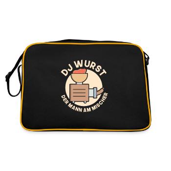 Dj wurst der mann am mischer Metzger - Retro Tasche - Schwarz/Gold - Hinten