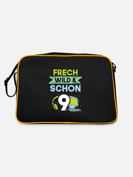9 Jahre Geburtstag Junge Mädchen Gamer Gaming - Retro Tasche - Schwarz/Gold - Hinten