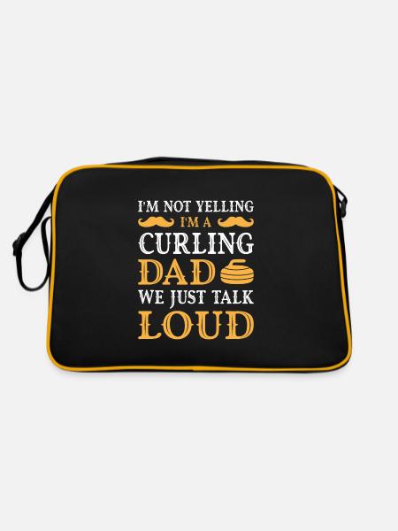 I'm not yelling I'm a curling dad - Retro Tasche - Schwarz/Gold - Hinten