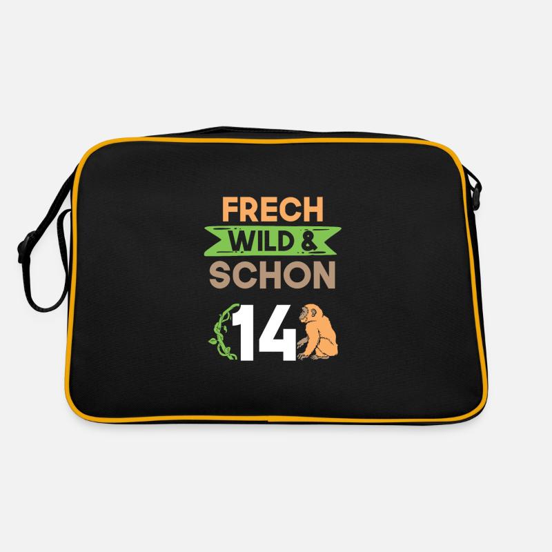 14 Jahre Geburtstag Junge Mädchen Affe Retro Tasche