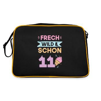 11 Jahre Geburtstag Junge Mädchen Eis essen - Retro Tasche - Schwarz/Gold - Hinten