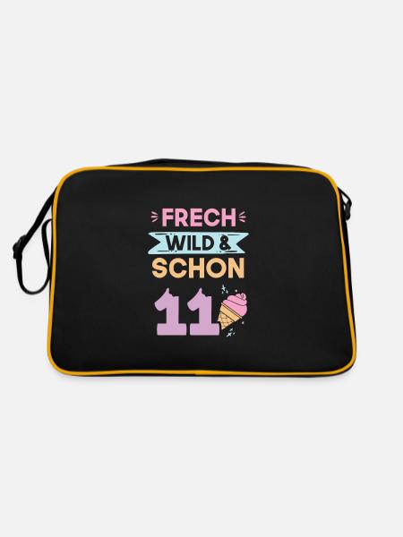 11 Jahre Geburtstag Junge Mädchen Eis essen - Retro Tasche - Schwarz/Gold - Hinten