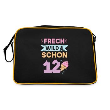 12 Jahre Geburtstag Junge Mädchen Eis essen - Retro Tasche - Schwarz/Gold - Hinten