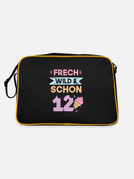12 Jahre Geburtstag Junge Mädchen Eis essen - Retro Tasche - Schwarz/Gold - Hinten