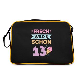 13 Jahre Geburtstag Junge Mädchen Eis essen - Retro Tasche - Schwarz/Gold - Hinten