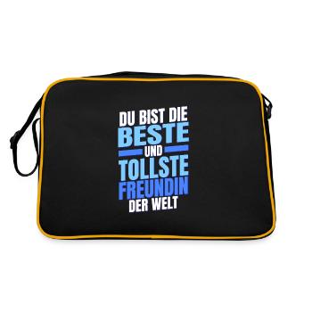 Du bist die beste tollste Freundin Valentinstag - Retro Tasche - Schwarz/Gold - Hinten