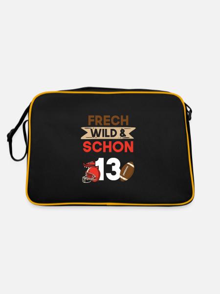 13 Jahre Geburtstag Junge Mädchen Football - Retro Tasche - Schwarz/Gold