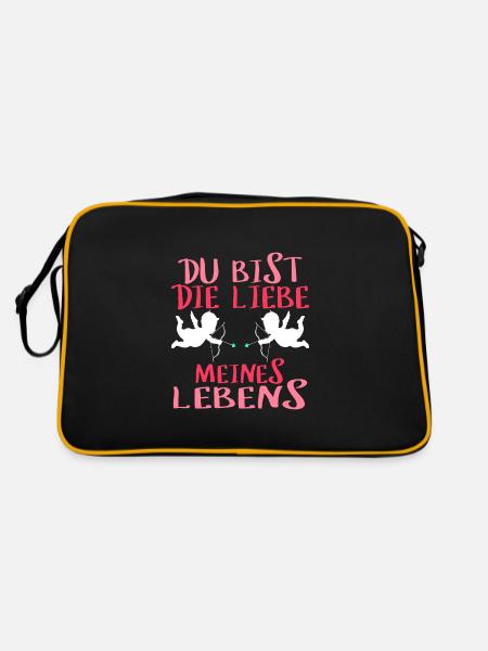 Du bist die Liebe meines Lebens Valentinstag - Retro Tasche - Schwarz/Gold - Hinten