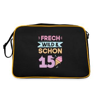 15 Jahre Geburtstag Junge Mädchen Eis essen - Retro Tasche - Schwarz/Gold - Hinten