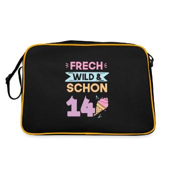 14 Jahre Geburtstag Junge Mädchen Eis essen - Retro Tasche - Schwarz/Gold - Hinten