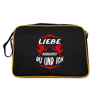 Liebe bedeutet du und ich Valentinstag - Retro Tasche - Schwarz/Gold - Hinten