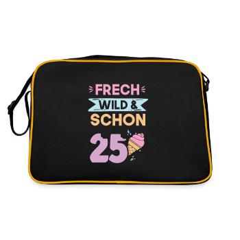 Geschenk 25 Jahre Geburtstag Eis essen - Retro Tasche - Schwarz/Gold - Hinten
