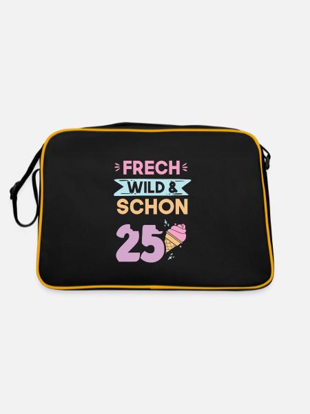 Geschenk 25 Jahre Geburtstag Eis essen - Retro Tasche - Schwarz/Gold - Hinten