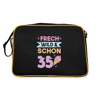 Geschenk 35 Jahre Geburtstag Eis essen - Retro Tasche - Schwarz/Gold - Hinten