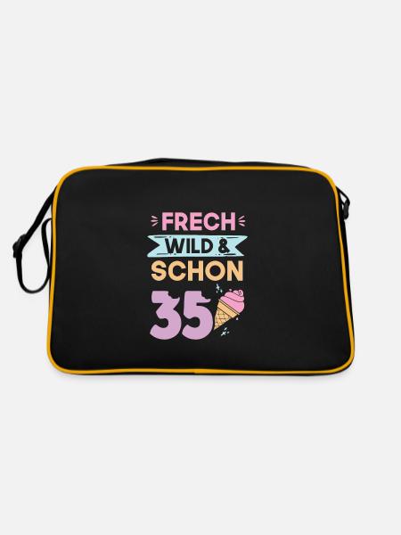 Geschenk 35 Jahre Geburtstag Eis essen - Retro Tasche - Schwarz/Gold - Hinten