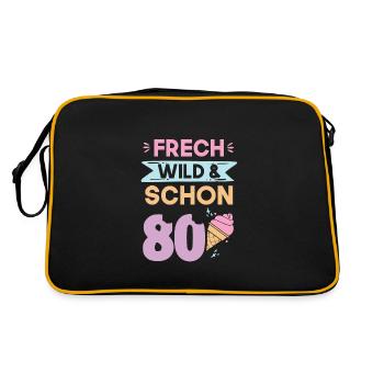 Geschenk 80 Jahre Geburtstag Eis essen - Retro Tasche - Schwarz/Gold - Hinten