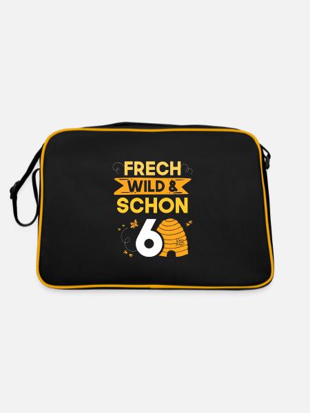 6 Jahre Geburtstag Junge Mädchen Imker Biene - Retro Tasche - Schwarz/Gold - Hinten