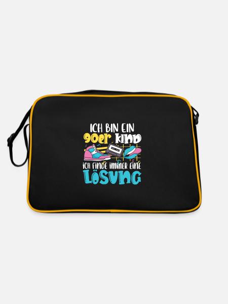 Ich bin ein 90er Kind - Retro Tasche - Schwarz/Gold - Hinten