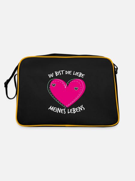 Du bist die Liebe meines Lebens Valentinstag - Retro Tasche - Schwarz/Gold - Hinten