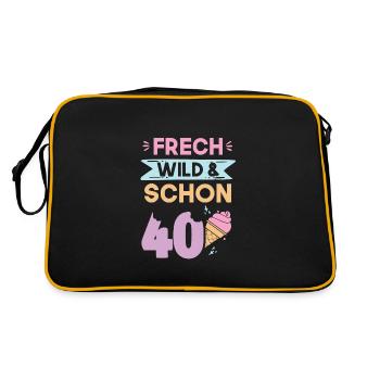 Geschenk 40 Jahre Geburtstag Eis essen - Retro Tasche - Schwarz/Gold - Hinten
