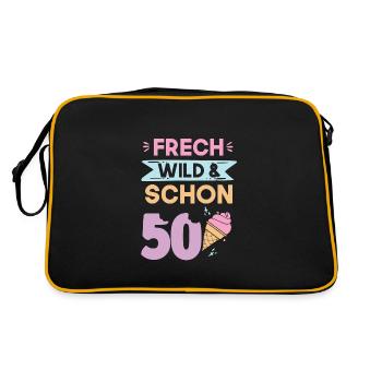 Geschenk 50 Jahre Geburtstag Eis essen - Retro Tasche - Schwarz/Gold - Hinten