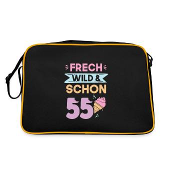 Geschenk 55 Jahre Geburtstag Eis essen - Retro Tasche - Schwarz/Gold - Hinten