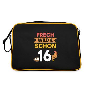 16 Jahre Geburtstag Huhn Hühner - Retro Tasche - Schwarz/Gold - Hinten