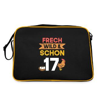 17 Jahre Geburtstag Huhn Hühner - Retro Tasche - Schwarz/Gold - Hinten