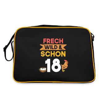 18 Jahre Geburtstag Huhn Hühner - Retro Tasche - Schwarz/Gold - Hinten