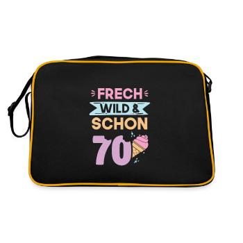Geschenk 70 Jahre Geburtstag Eis essen - Retro Tasche - Schwarz/Gold - Hinten