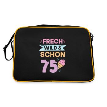 Geschenk 75 Jahre Geburtstag Eis essen - Retro Tasche - Schwarz/Gold - Hinten
