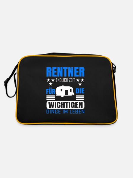 Rentner Rente Rentenbeginn Camping Camper - Retro Tasche - Schwarz/Gold - Hinten