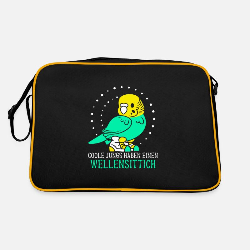 Coole Jungs haben einen Wellensittich - Retro Tasche - Schwarz/Gold