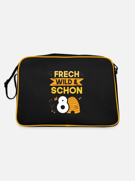 8 Jahre Geburtstag Junge Mädchen Imker Biene - Retro Tasche - Schwarz/Gold - Hinten