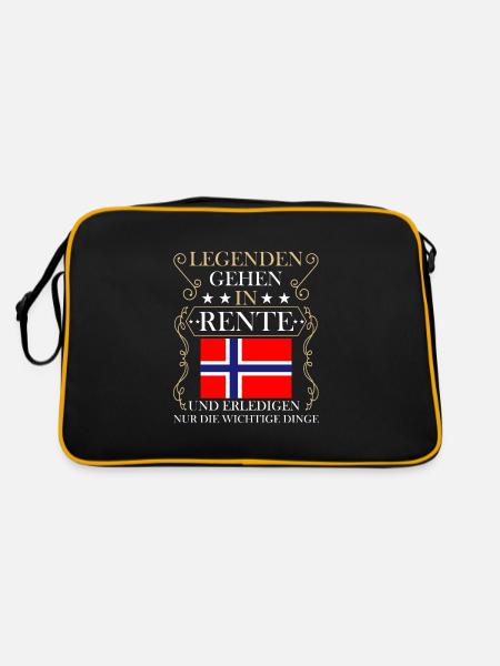 Rentner Rente Rentenbeginn Norwegen - Retro Tasche - Schwarz/Gold