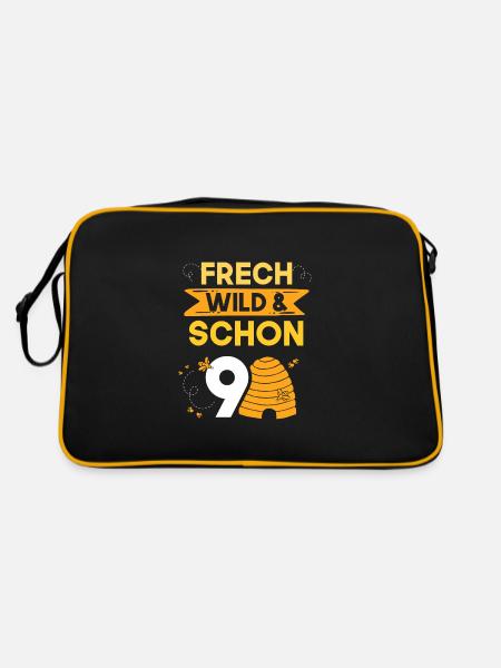 9 Jahre Geburtstag Junge Mädchen Imker Biene - Retro Tasche - Schwarz/Gold - Hinten