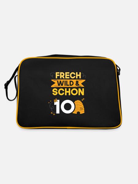 10 Jahre Geburtstag Junge Mädchen Imker Biene - Retro Tasche - Schwarz/Gold - Hinten